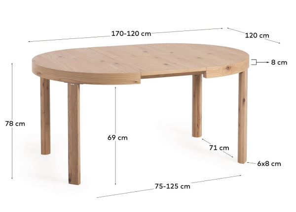 Стол раскладной обеденный La Forma COLLEEN LH0966M46 120 (170) см-12