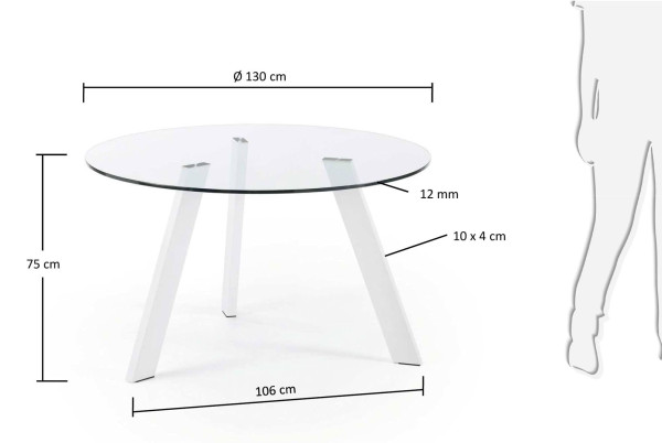 Обідній стіл La Forma COLUMBIA C080C07 Прозорий 130 см-2