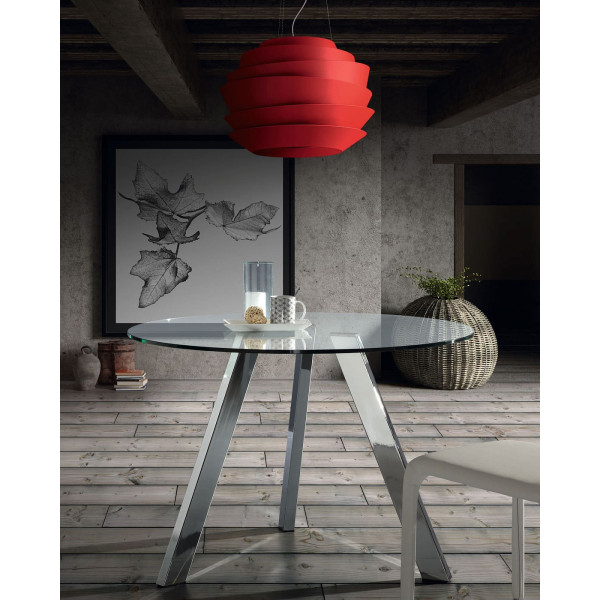 Обеденный стол La Forma COLUMBIA Прозрачный-хром C083C07 110 см-1