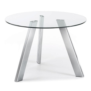 Обеденный стол La Forma COLUMBIA Прозрачный-хром C083C07 110 см