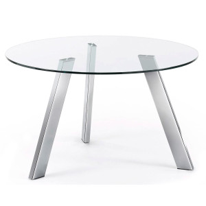 Обідній стіл La Forma COLUMBIA Прозорий-хром C276C07 130 см