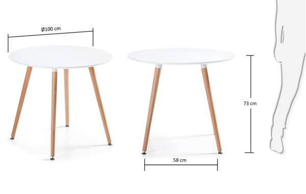 Обеденный стол La Forma DAW 100 см Белый C500L05-5