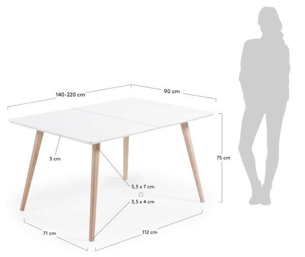 Розкладний обідній стіл La Forma Eunice C888PKL05 140 (220) x 90 см-7