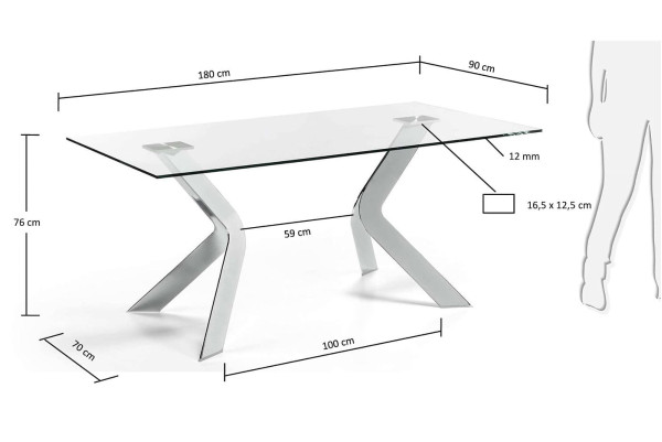 Обеденный стол La Forma VIRGINIA C103C07 Прозрачный 90х180 см-2