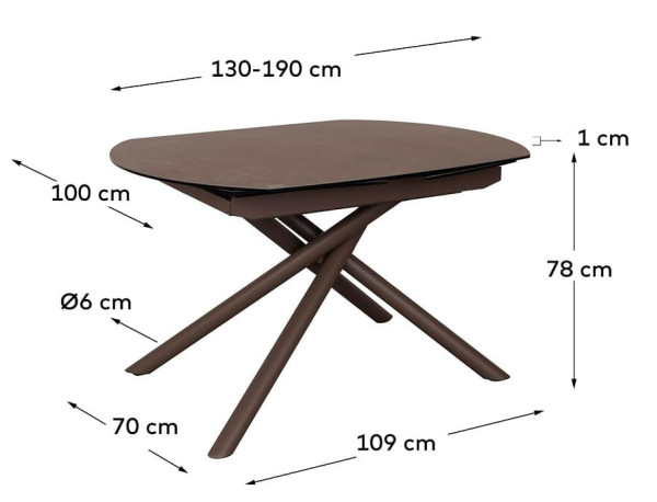 Розкладний обідній стіл La Forma YODALIA 1416T03002KK15 Коричневий 130 (190) х 100 см-10