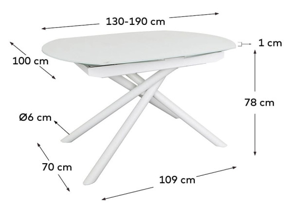 Розкладний обідній стіл La Forma VASHTI 1416T03002KK05 Білий 130 (190) х 100 см-8