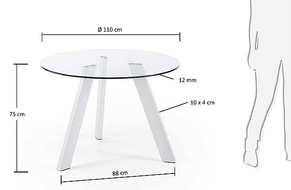 Обеденный стол La Forma COLUMBIA C079C07 Прозрачный 110 см-2