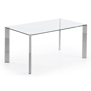 Обідній стіл La Forma CORNER C357C07 Прозорий-хром 92х162 см