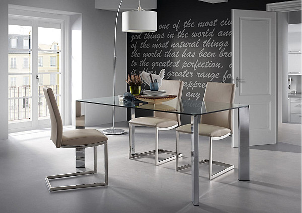 Обеденный стол La Forma CORNER C364C07 Прозрачный-хром 92х142 см-1