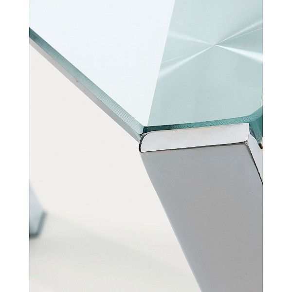 Обеденный стол La Forma CORNER C364C07 Прозрачный-хром 92х142 см-5
