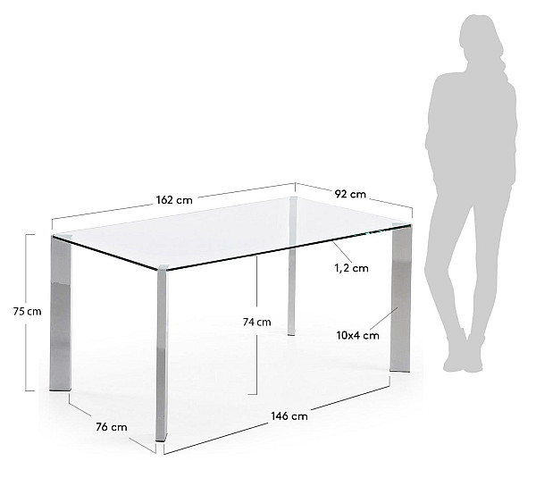 Обеденный стол La Forma CORNER C357C07 Прозрачный-хром 92х162 см-6