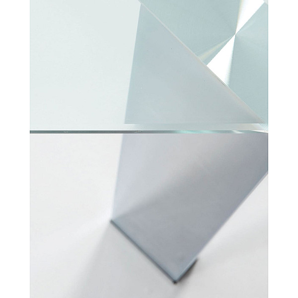 Обеденный стол La Forma CORNER C364C07 Прозрачный-хром 92х142 см-4