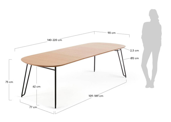 Розкладний обідній стіл La Forma NOVAKS CC1073M46 140 (220) х 90 см-15