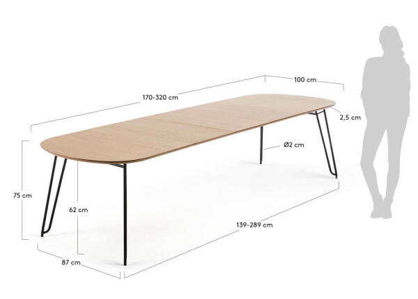 Розкладний обідній стіл La Forma NOVAKS CC1074M46 170 (320) x 100 см-17