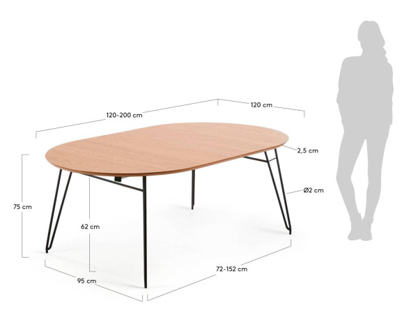 Раскладной обеденный круглый стол La Forma NOVAKS CC0969M46 120 (200) см-15