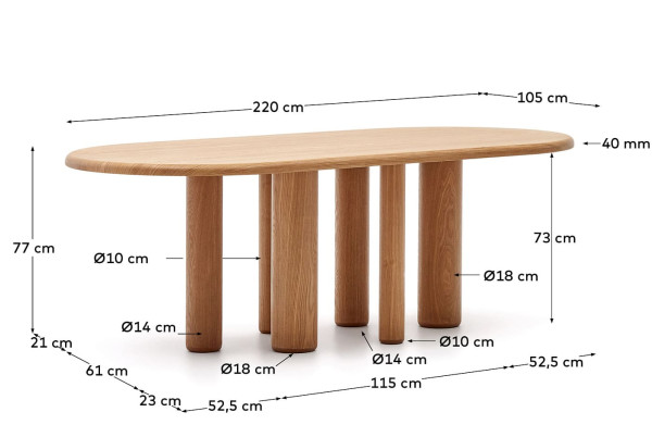 Стол обеденный La Forma MAILEN T0100053MM46-4