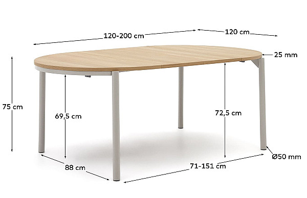 Стол раскладной обеденный La Forma MONTUIRI T0300021MM40 120 (200) см-14