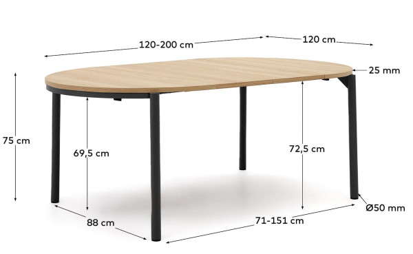 Стол раскладной обеденный La Forma MONTUIRI T0300020MM40 120 (200) см-12