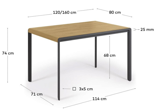 Раскладной обеденный стол La Forma NADYRIA CC1974M40 120 (160) х 80 см-9