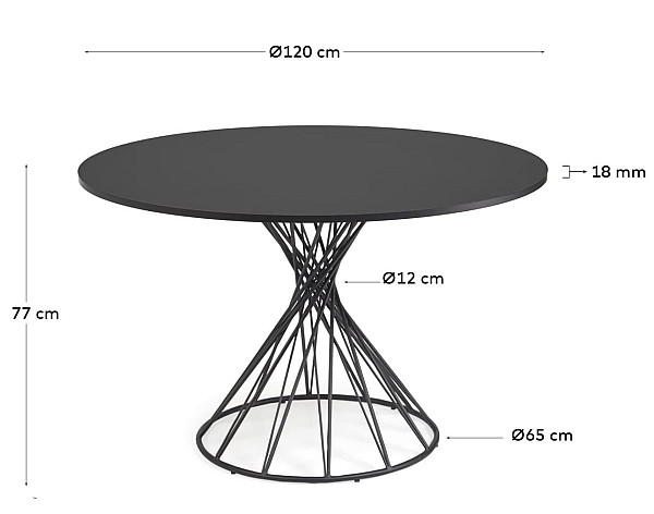 Обідній стіл La Forma NIUT 120 см Чорний CC6022M01-13