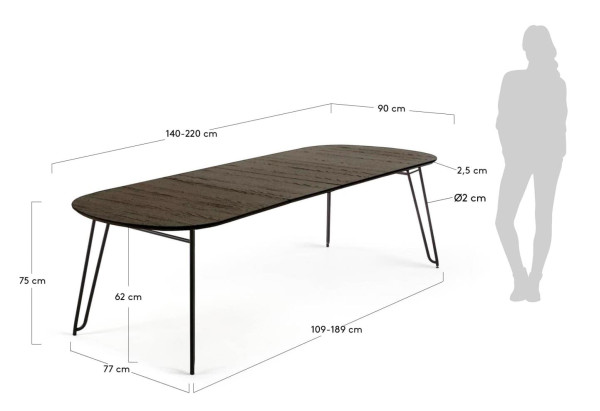 Раскладной обеденный стол La Forma NORFORT NR009M01 140 (220) x 90 см-18