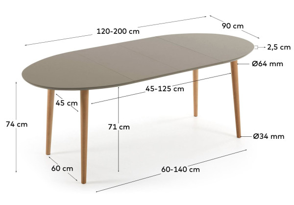 Раскладной обеденный стол La Forma OAKLAND 120 (200) x 90 см Коричневый EC306L10-7