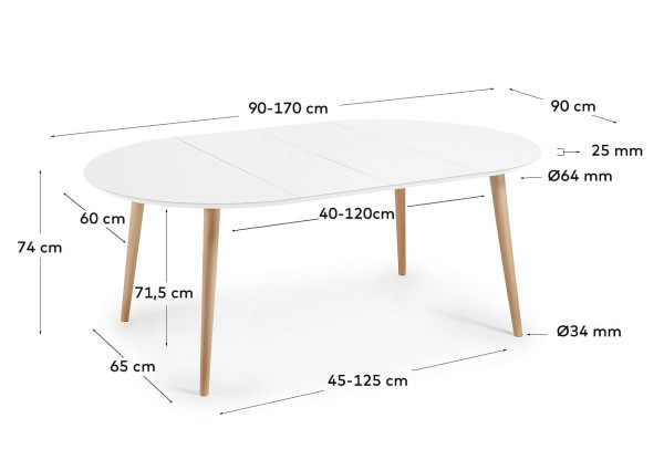 Раскладной обеденный стол La Forma OQUI T0300006MM05 Белый 90 (170) X 90 см Раскладной обеденный стол La Forma OQUI T0300006MM05 Белый 90 (170) X 90 см-8
