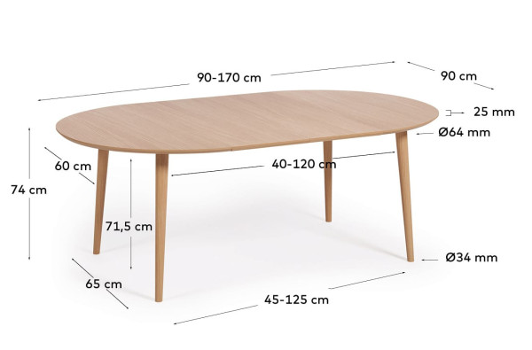 Розкладний обідній стіл La Forma OQUI T0300005MM40 90 (170) X 90 см-10