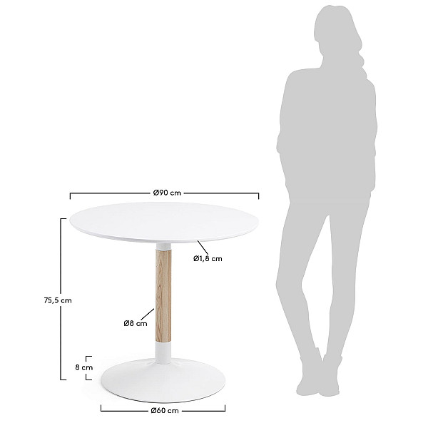 Стіл обідній La Forma TIC CC0091L05 Білий Ø 90 см-8