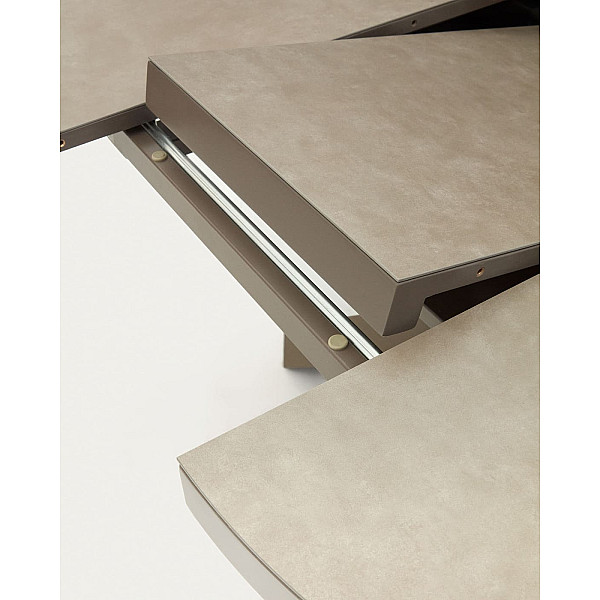 Керамический стол раскладной обеденный La Forma VASHTI 1416T03001KK15 Коричневый 120 (160) х 76 см-4