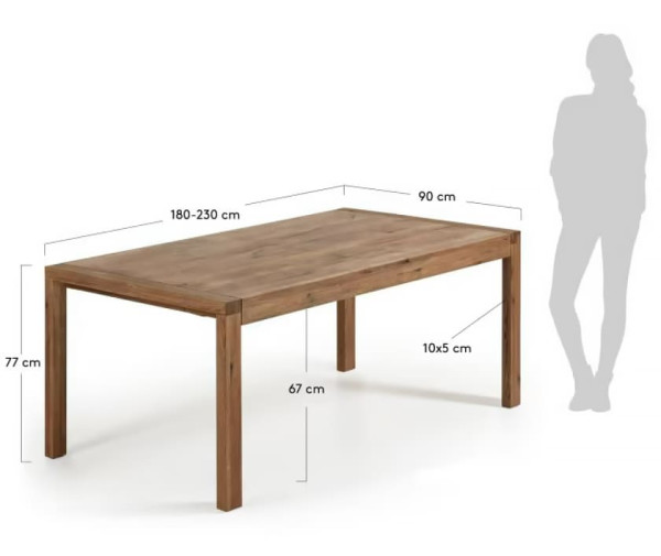 Раскладной обеденный стол La Forma VIVY 180 (230) x 90 Дуб античный CC0606M90-8