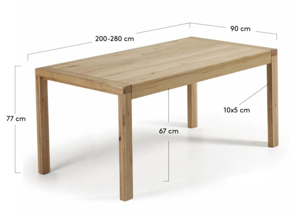 Раскладной обеденный стол La Forma VIVY 200 (280) x 100 cm см Дуб CC0607M40-11