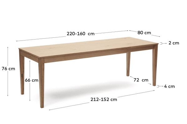 Стол раскладной обеденный La Forma YAIN T0200001MM46 160 (220) х 80 см-10