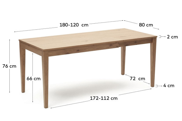 Стол раскладной обеденный La Forma YAIN T0200002MM46 120 (180) х 80 см-11