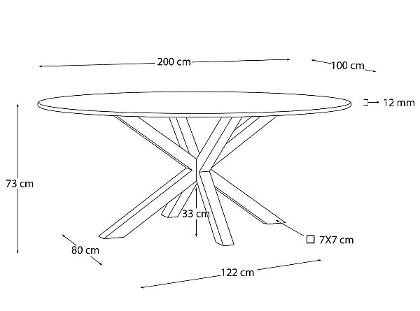 Овальный обеденный стол La Forma ARGO CC1354C01 Ø 200 x 100 см-3