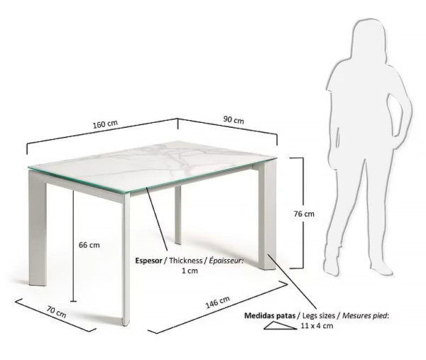Розкладний обідній стіл La Forma ATTA CC0183K05 160 (220) см-5