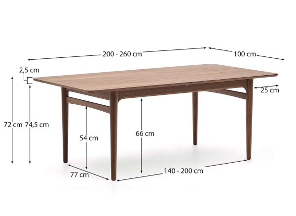 Обеденный раскладной стол La Forma ELAN T0200004MM41 200 (260) х 100 см-10