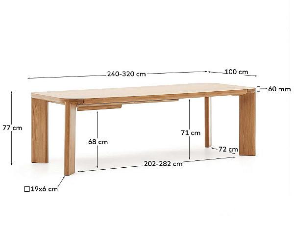 Обеденный раскладной стол La Forma JONDAL T0200010MM40 240 (320) x 100 см-10
