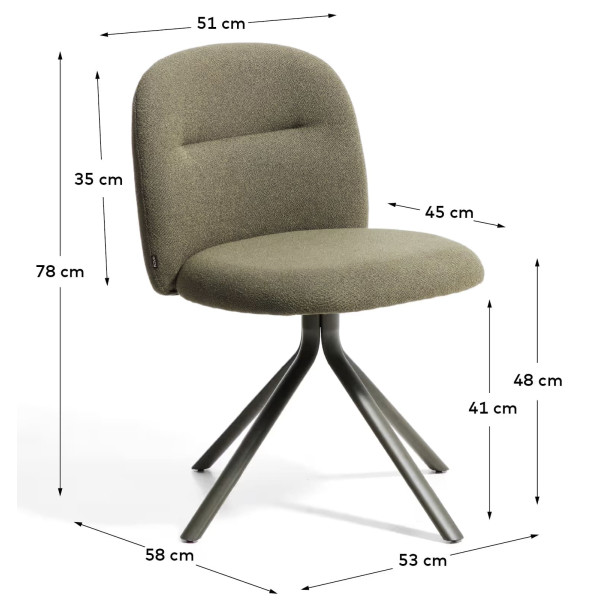 Поворотний м'який стілець La Forma Arino C00549UP06 Зелений-10