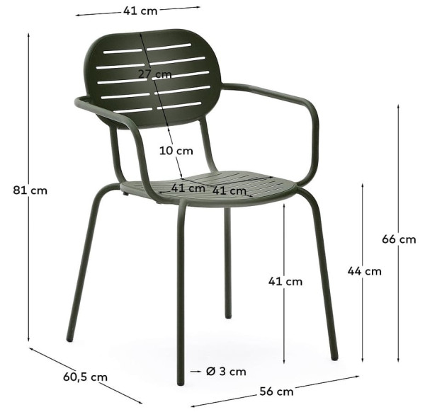 Стілець La Forma Brai C00089RR19 Зелений-12