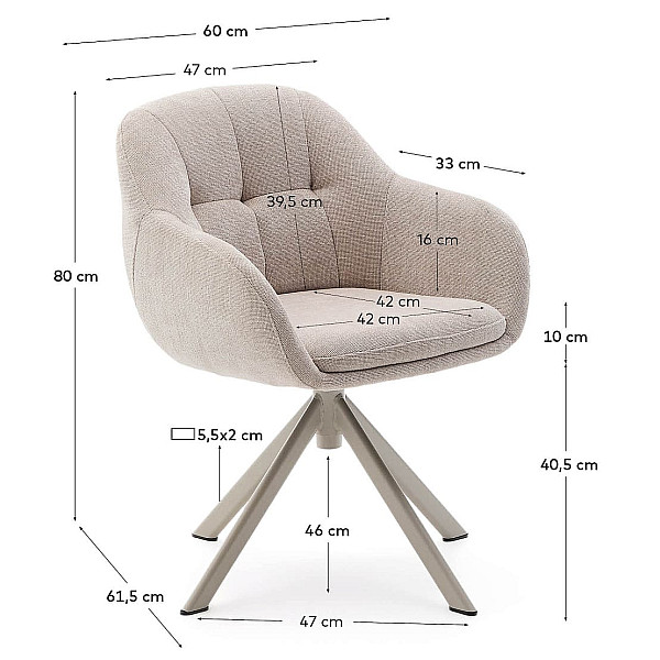 Поворотний стілець La Forma Dorina C0100236JO12 Бежевий-11