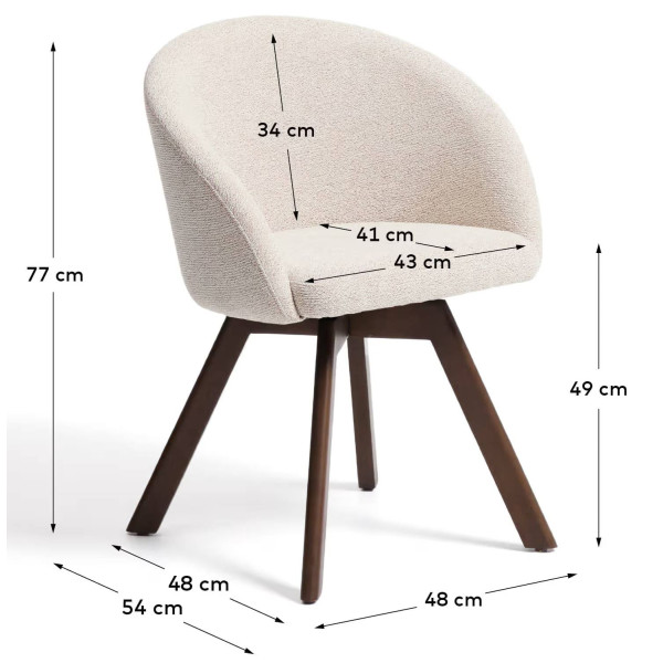 Поворотний стілець La Forma MARVIN C00646UP12 Бежевий/горіх-9