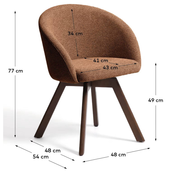 Поворотный стул La Forma MARVIN C00647UP59 Терракотовый/орех-9
