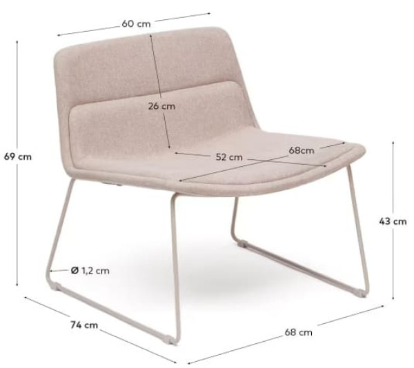 Стілець-крісло La Forma Zahara S0900104SO12 Бежевий-9