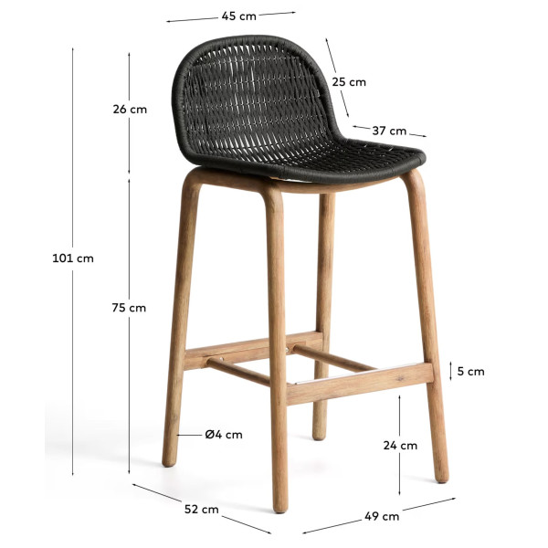 Барный стул La Forma Alipa O00483RO15 Темно-серый-12