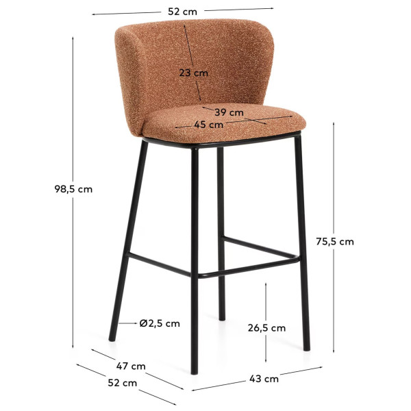 Барный стул La Forma CISELIA CC3001VS11 Терракотовый ткань-12