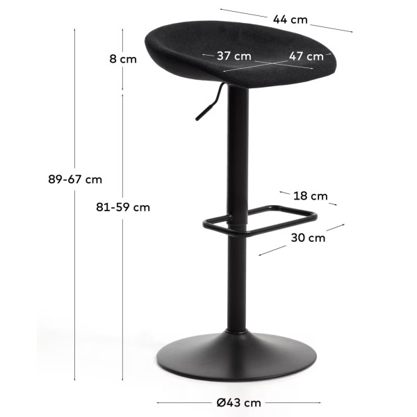 Барний стілець La Forma Danua C00276UP01 Чорний-7