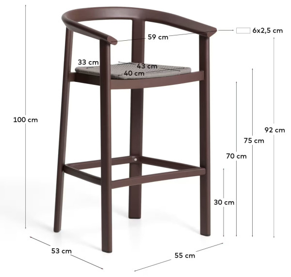 Барный стул La Forma Erice O00309RO09 Коричневый-13