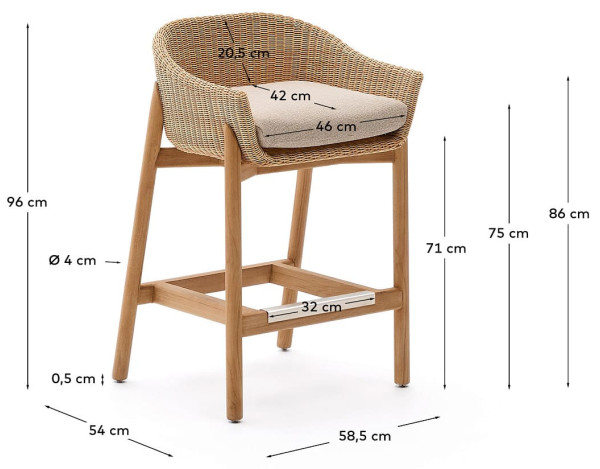 Барный стул La Forma Galea O00148NW11-14