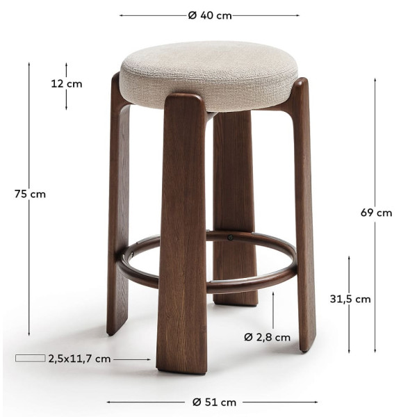 Барный стул La Forma Granite C00237MF12 Бежевый-5